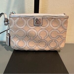 Coach Metallic Beige Wristlet Y2K Signature C
